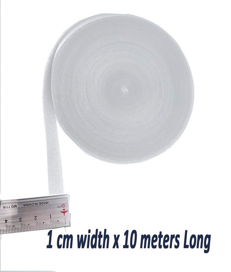 IHKFILAN 3/8'' Width x 10 Meters Length Wihite Sew On Hook and Loop Tape Fastening Nylon Fabric Tape (White, 3/8 Inch x 10 Meters) - Image 3
